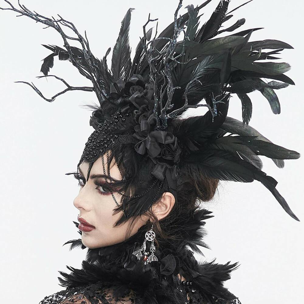 Eva Lady Fascinator The Swans Black Feathers Crown – Bild 2